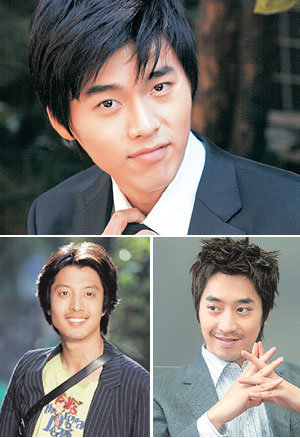 사랑하는 여성을 늘 배려하면서 지켜주는 수호천사 스타일의 조연으로 인기 발판을 다진 탤런트들. 위부터 시계방향으로 현빈, 에릭, 이동건. -동아일보 자료사진