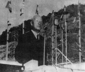 화천수력 2호기 복구 준공식은 이승만 대통령이 참석한 가운데 1954년 10월 9일 열렸다. -‘한국전기 100년 화보’ 자료사진