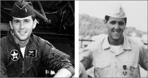 조지 W 부시 미국 대통령(왼쪽)과 존 케리 민주당 대통령 후보의 군 복무 시절. 사진제공 EBS