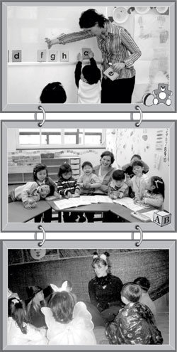 자녀의 영어교육은 학부모의 최대 관심사 중 하나다. 전문가들은 자녀를 영어유치원에 보낼 때는 영어를 배우는 유치원이 아니라 영어로 배우는 유치원을 선택하라고 권한다. 어린이들이 영어유치원에서 다양한 활동을 하고 있다. 사진제공 SLP 성북지점