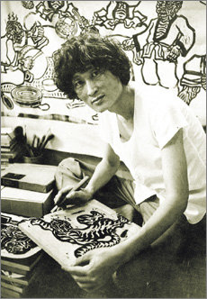 전쟁과 산업화의 격변기를 산 한국 화가들은 정신적 자유를 택한 대신 물질과 제도의 속박을 겪기 일쑤였다. 판화가 오윤(1946∼1986·사진 위)과 그의 작품 ‘모자’(1979·아래). 사진제공 아트북스