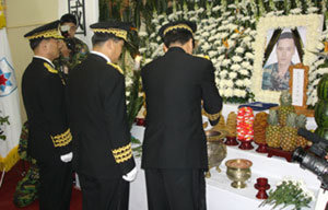 부하의 목숨을 구하고 장렬히 산화한 고 김칠섭 중령 영결식이 21일 동부전선 을지부대에서 치러졌다. -사진제공 을지부대