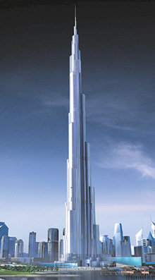 삼성건설이 짓는 세계 최고층 빌딩 ‘버즈 두바이’. 160층 이상, 700m 이상으로 지어질 예정이다. 사진 제공 삼성건설