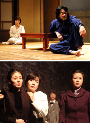 원작이 된 일본 연극의 섬세함을 잘 살려낸 ‘바다와 양산’(왼쪽)과 배우들의 앙상블이 뛰어났다는 평을 받은 ‘세 자매’. ‘바다와 양산’은 연기상을, ‘세 자매’는 연출상을 각각 추가 수상했다. 사진 제공 모아엔터테인먼트, 축제를 만드는 사람들