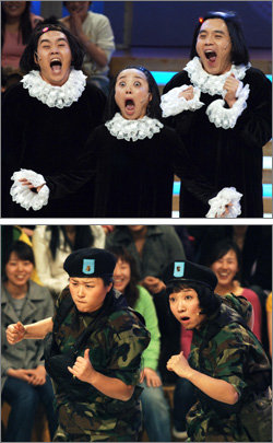 19일 처음 방송되는 MBC ‘코미디쇼 웃으면 복이 와요’의 대학로 리허설 공연 장면. 사진제공 MBC