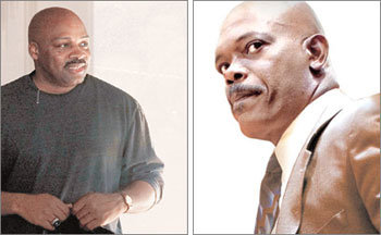 영화 ‘코치 카터’의 실제 인물인 켄 카터(왼쪽). 오른쪽은 영화 속에서 켄 카터로 연기한 배우 새무얼 L 잭슨.