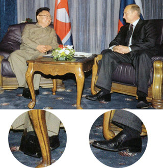 '코리아투데이' 2002년 10호에 실린 사진, 01년 푸틴 러시아 대통령과 정상회담 중인 북한 김정일 국방위원장. 데일리NK
