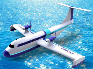 화물용 위그선(물 위를 나는 배)정부는 오는 2010년까지 모두 총 1천700억원을 투입, 세계 최초로 100t급 대형 화물용 위그선(물위를 나는 배)을 개발, 상용화하기로 했다. 사진은 대형 위그선 조감도[연합]