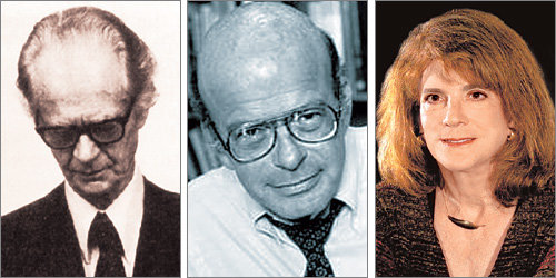 왼쪽부터 미국의 대표적 신행동주의 심리학자 B F 스키너, 과학으로서의 정신의학에 사형선고를 내렸던 데이비드 로젠한, 심리학 분야의 잔 다르크로 불렸던 엘리자베스 로프터스.