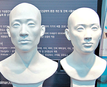 한국인 남자(왼쪽)와 여자의 평균 얼굴.