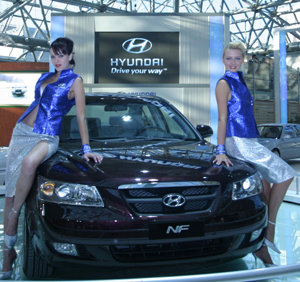 24일 개막한 모스크바 모터쇼에 현대자동차가 출품한 신형 쏘나타. 사진 제공 현대자동차