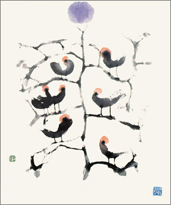 서세옥 작 ‘후조’(1975년). 한국화의 흔한 소재인 새를 그렸지만 단순한 선과 점으로만 표현한 실험정신이 엿보인다. 사진 제공 덕수궁미술관