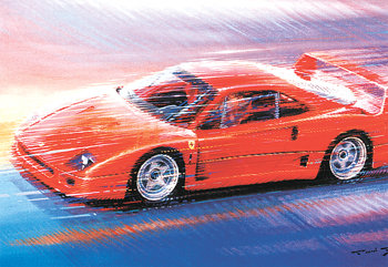 자동차 스타일리스트 출신 화가 폴 브라크가 그린 회화작품 ‘페라리 F40’.
