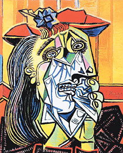 피카소의 ‘우는 여인’. 피카소의 입체파 미술은 상대성 이론, 사진술 등에 영향을 받았다. 동아일보 자료 사진