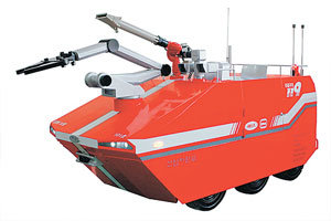 실외 화재 진압용 로봇.