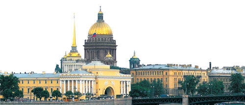 러시아 상트페테르부르크의 네바 강에서 바라본 성 이삭 성당. 성당의 웅장한 금빛 둥근 지붕은 이 도시의 상징이다. 동아일보 자료 사진