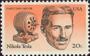 19세기 후반 최고의 발명가로 꼽히는 니콜라 테슬라를 기념해 미국 정부가 발행한 우표. 지난해 디스커버리 채널도 ‘미국의 100대 위인’ 중 한 명으로 그를 선정했다. 우표 왼쪽에는 그가 발명한 교류 발생 장치.