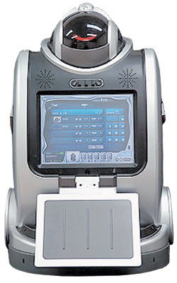 한 한국 업체가 가정용 로봇으로 선보인 ‘주피터’. 지능형 로봇으로 다양한 정보 콘텐츠를 제공할 수 있다. 사진 제공 뉴욕타임스