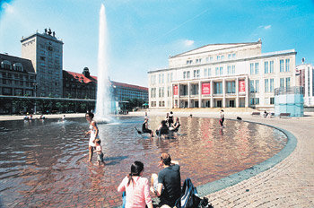 6월 18일(현지 시간) 열리는 한국-프랑스전 때 한국 응원단이 모일 라이프치히 아우구스트 광장. 라이프치히=유윤종  특파원