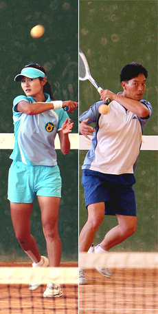 제84회 동아일보기 전국정구대회 단식 우승자인 여자 일반부 김지은(왼쪽)과 남자 일반부 임근영. 김지은은 대회 최초로 3관왕에 올랐고 임근영은 전국대회 첫 단식 우승의 감격을 맛봤다. 안성=김재명  기자