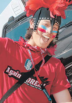 한국-토고전에서 ‘최고의 팬’으로 뽑힌 대학생 양혁 씨. 사진 제공 현대자동차