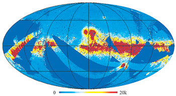 옆에서 본 우리은하의 고온가스 분포도. 붉은색으로 갈수록 고온가스의 강도가 세다. 사진 제공 한국천문연구원