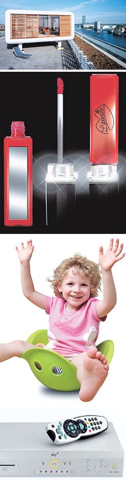 위부터 기존 건물에 붙인 기생 건축물 ‘로프트큐브’, 조명을 부착한 립스틱 ‘리파라치’, 안내문이 없는 장난감 ‘빌리보’, 40시간까지 녹화가 가능한 녹화기 ‘스카이플러스’. 동아일보 자료 사진