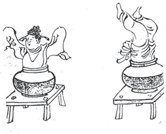12세기 일본에서 유행한 공연들이 기록된 책 ‘신서고악도’에 묘사된 입호무. 사진 제공 전경욱 고려대 교수