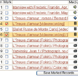 미국 뉴욕 공립도서관의 소장 자료 목록. 1937년 미하일 포킨의 ‘사랑의 시련’의 동영상과 1980년 동영상 자료가 올라 있다.