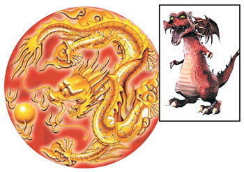 중국의 전통 용 문양(왼쪽)과 서양의 ‘드래건’. 용이 황제의 권위와 상서로움을 상징한 반면 드래건은 음습한 이미지의 괴수로 인식돼 왔다. 동아일보 자료 사진