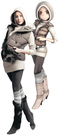 온라인 댄스 게임 ‘오디션’에 자사의류를 게임 캐릭터 의상으로 내놓은 베이직하우스. 사진 제공 베이직하우스