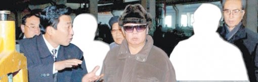 공장을 현지 지도하는 김정일 북한 국방위원장. 그의 측근으로 있다가 숙청당한 인물들은 출판물에 남아 있는 얼굴을 먹칠한 뒤 기록에서 삭제한다. 동아일보 자료 사진
