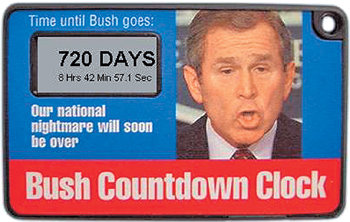 최근 미국에서 인기를 모으고 있는 ‘부시 카운트다운 시계’. 2007년 1월 29일 현재 조지 W 부시 대통령이 물러나기까지 720일이 남았음을 알려준다. 사진 출처 내셔널나이트메어닷컴 홈페이지
