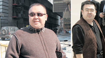 김정일 북한 국방위원장의 장남인 김정남이 2001년 5월 위조 여권을 가지고 입국하려다 일본 나리타 공항에서 추방당했을 때의 모습(오른쪽)과 최근 마카오에 나타난 김정남으로 추정되는 인물의 모습. 꼭 닮은 외모로 미뤄 동일 인물일 가능성이 큰 것으로 보인다. 사진 제공 요리우리 신문