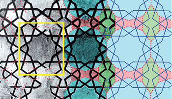 아프가니스탄 헤라트 지역에 있는 한 사원 벽에서 발견된 주기적인 패턴. 여러 종류의 ‘기리’ 타일이 한 묶음을 이루며 규칙적인 문양을 만든다. 사진 제공 사이언스