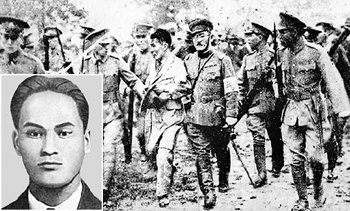 매헌 윤봉길 의사가 1932년 중국 상하이 훙커우 공원에서 도시락폭탄을 던져 일본군 대장을 처단한 뒤 일본군에게 끌려가는 모습으로 알려진 사진. 왼쪽 아래가 윤 의사의 얼굴. 동아일보 자료 사진