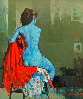 최예태 / 청색의 나부(37*44) / 2004