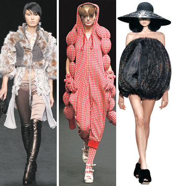 제4회 저팬 패션 위크(JFW)의 도쿄 패션 컬렉션에 선보인 의상. 왼쪽부터 한국 브랜드 ‘도호’, 일본 브랜드 ‘mercibaucoup,’와 ‘DRESSCAMP’가 발표한 작품. 사진 제공 moda