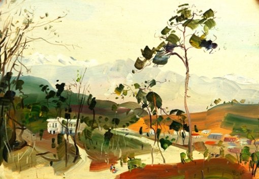 한상익 작 “금강산이 보이는 마을(35*24cm 1965년작)”