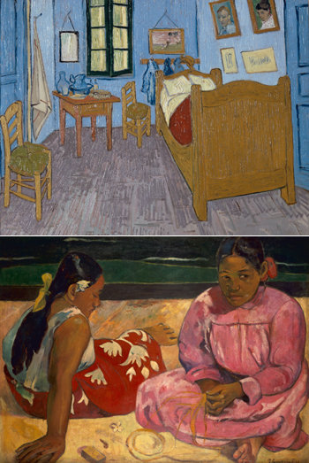 고흐 '아를의 고흐의 방' 과 고갱 '타이티의 여인들'.