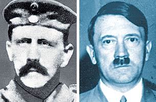 아돌프 히틀러의 프로이센 스타일 콧수염(왼쪽)과 칫솔 모양 콧수염. 동아일보 자료 사진