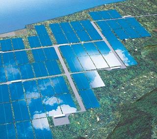 2008년 11월 전남 신안군 지도읍에 완공될 20MW급 세계 최대 태양광 발전소의 조감도.