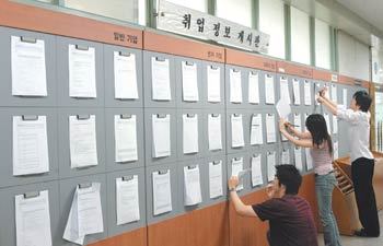 25일 서울 서대문구 신촌동 연세대 학생회관 취업 정보 게시판의 구인 정보를 학생들이 적고 있다. 청년실업률이 8%에 육박한 시대, 대학은 취업사관학교로 변하고 있다. 홍진환 기자