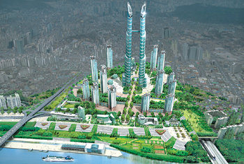 서울을 대표하는 랜드마크가 될 최고 620m(150층) 높이의 초고층 빌딩(조감도)이 용산 국제업무지구(철도정비창 용지)에 들어선다. 사진 제공 서울시