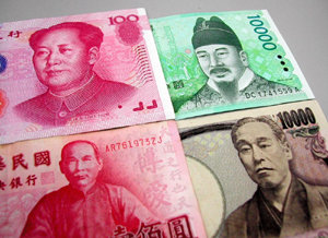중국, 한국, 대만, 일본의 지폐