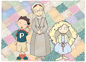 만화 ‘파페포포’의 작가 심승현 씨가 그린 이해인 수녀(가운데)의 모습.