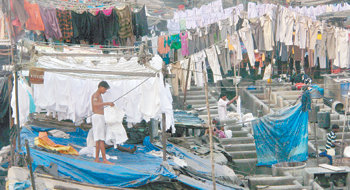 불가촉천민 집단 거주지인도 뭄바이의 도비가트 구역에서는 불가촉천민 5000여 명이 집단 거주하며 세탁으로 생계를 꾸려 간다. 인도는 최근 급속한 경제성장에도 불구하고 국민의 74.5%인 8억3600만 명이 하루 벌이 2달러 미만으로 빈곤에 허덕이고 있다. 뭄바이=전창 기자