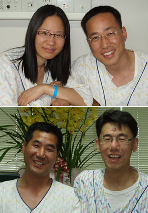 새생명의료재단의 가족교환이식 프로그램을 통해 신장을 맞교환하게 된 주인공들. 왼쪽부터 장미옥 씨, 장 씨의 남편 신모 씨, 박소자 씨, 박 씨의 사촌동생. 사진 제공 새생명의료재단