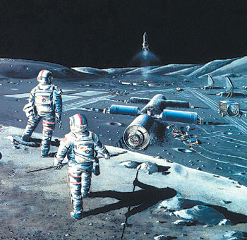 19일 서울 강남구 역삼동 한국기술센터에서 열린 토론회에서 정보기술과 로봇기술이 발달한 한국은 달 탐사 기술 개발의 전초기지로서 역할을 수행할 수 있다는 의견이 제시됐다. 그림은 미국항공우주국(NASA) 홈페이지에 올라온 미래 달 기지 상상도.