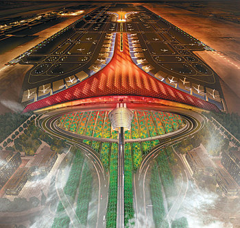 건축가 노먼 포스터는 용의 이미지에서 새 공항터미널(T3)의 디자인 모티브를 얻었다. 사진 제공 포스터+파트너스